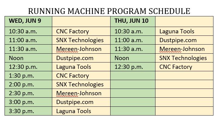 Wood Pro Expo 2021 Running Machine Program schedule