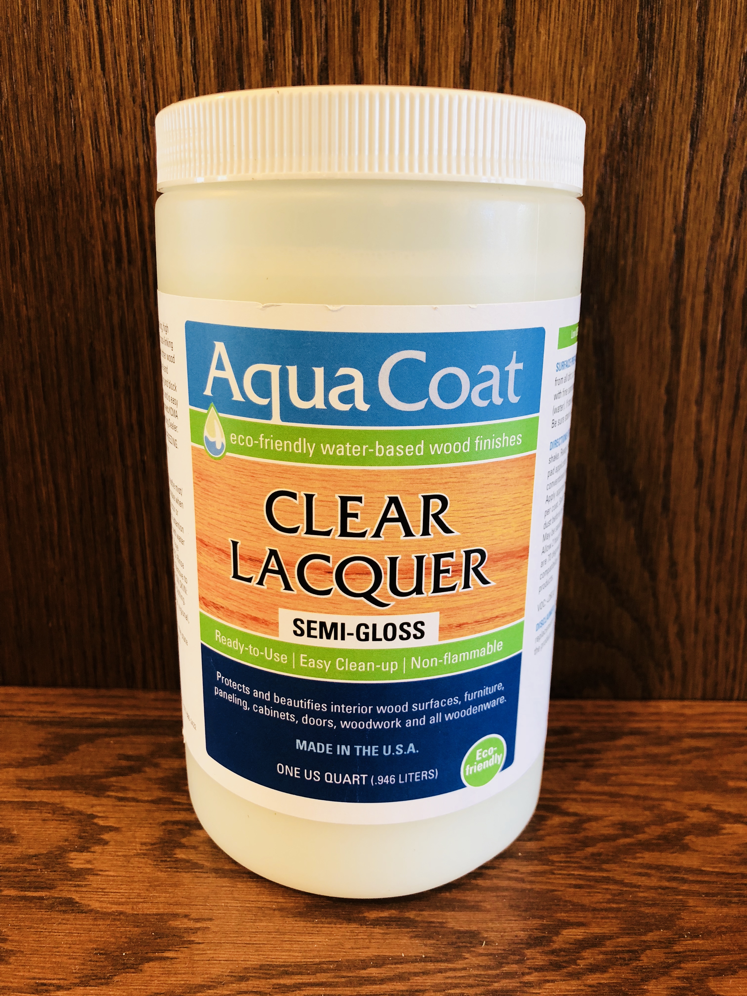 Aqua Coat Clear Lacquer, Water-Based Wood Finish (Gloss)