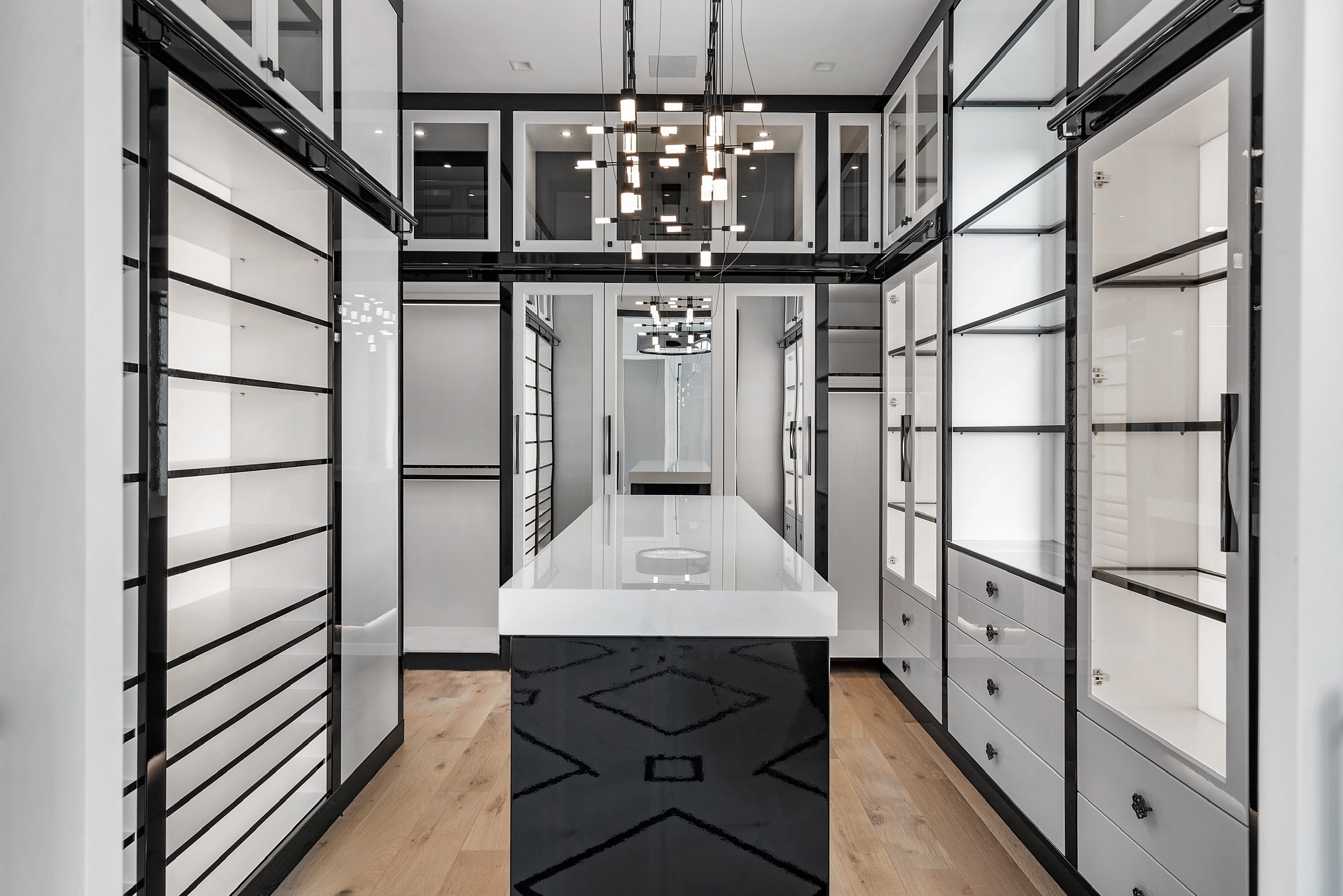 Classic modern closet features LED lighting | Woodworking Network
