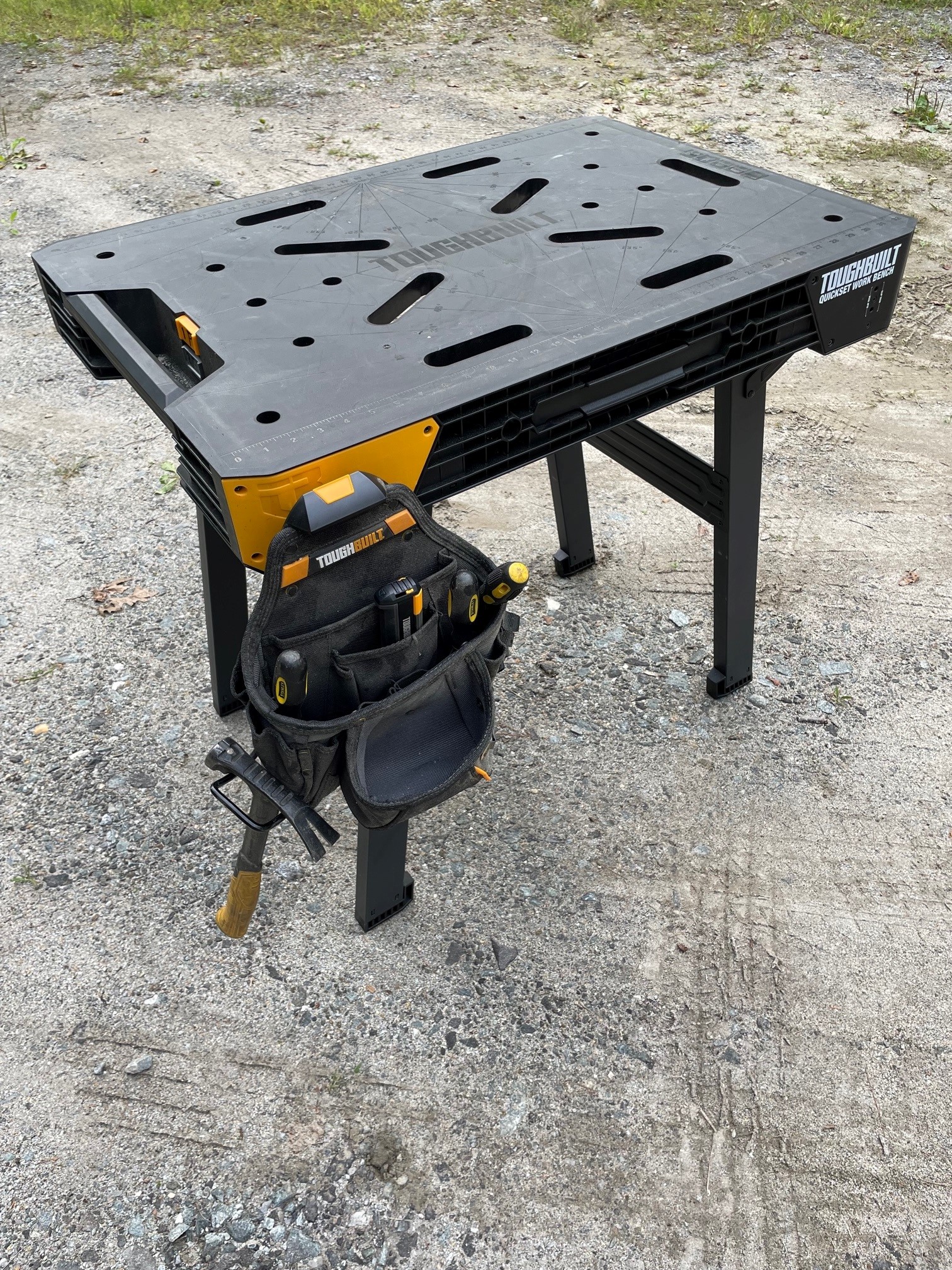 ToughBuilt QuickSet workbench open with ClipTech in use