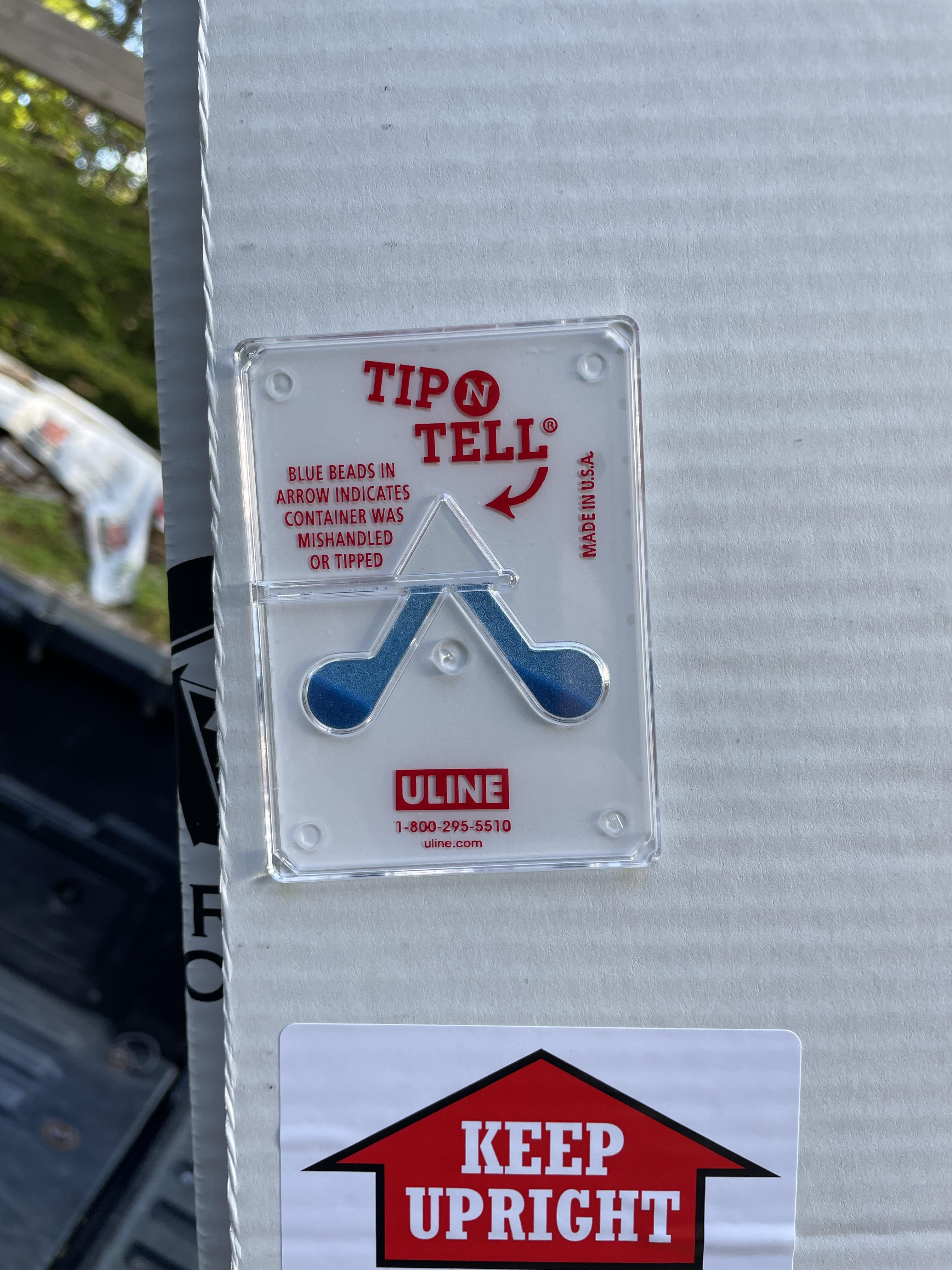 Tip indicator on Murphy Door package