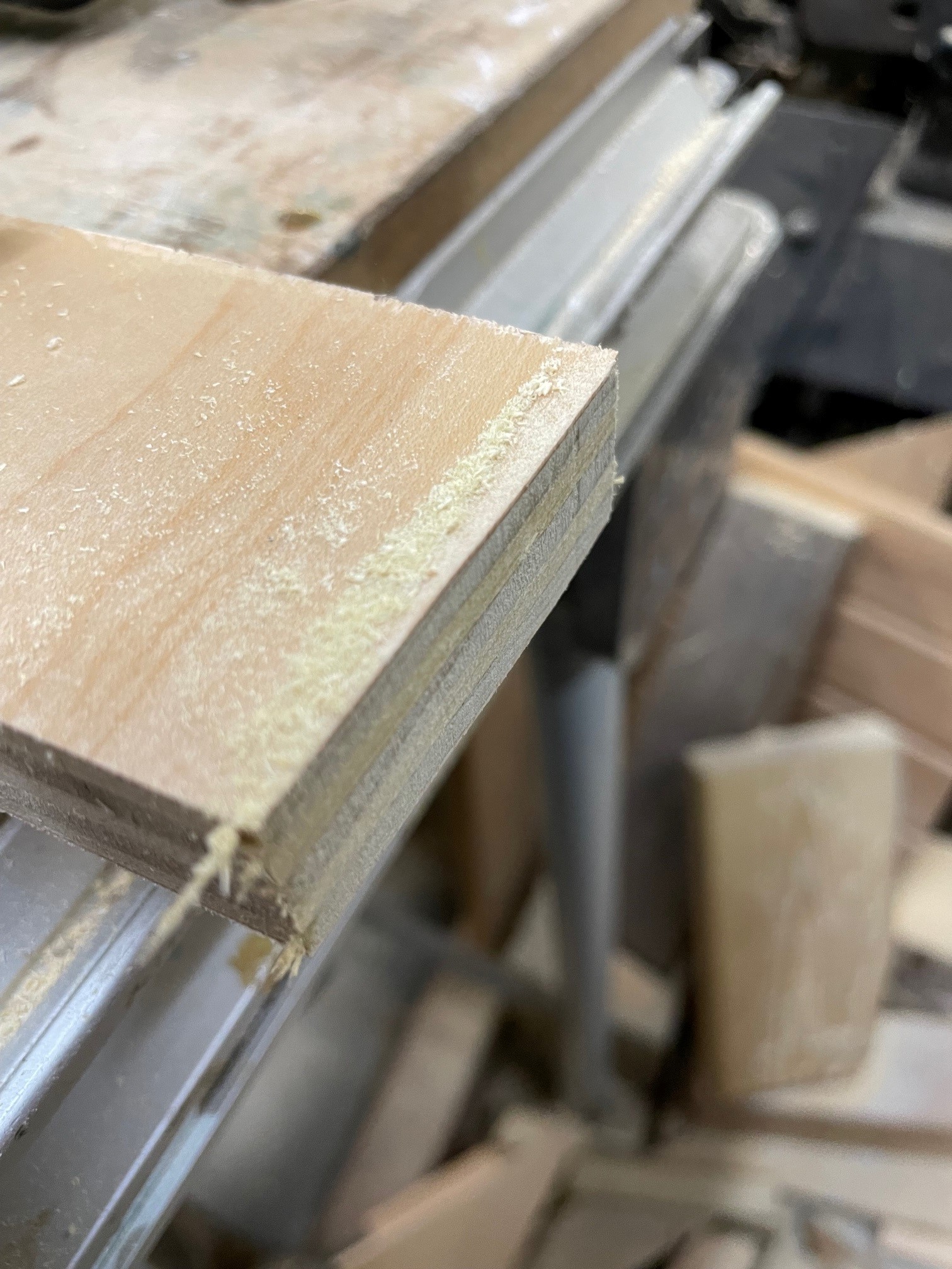 Plywood cut with bi-directional Diablo jigsaw blade