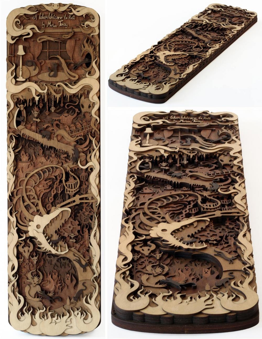 Technique for Layered Plywood Art from Layered Laser-cut Panel