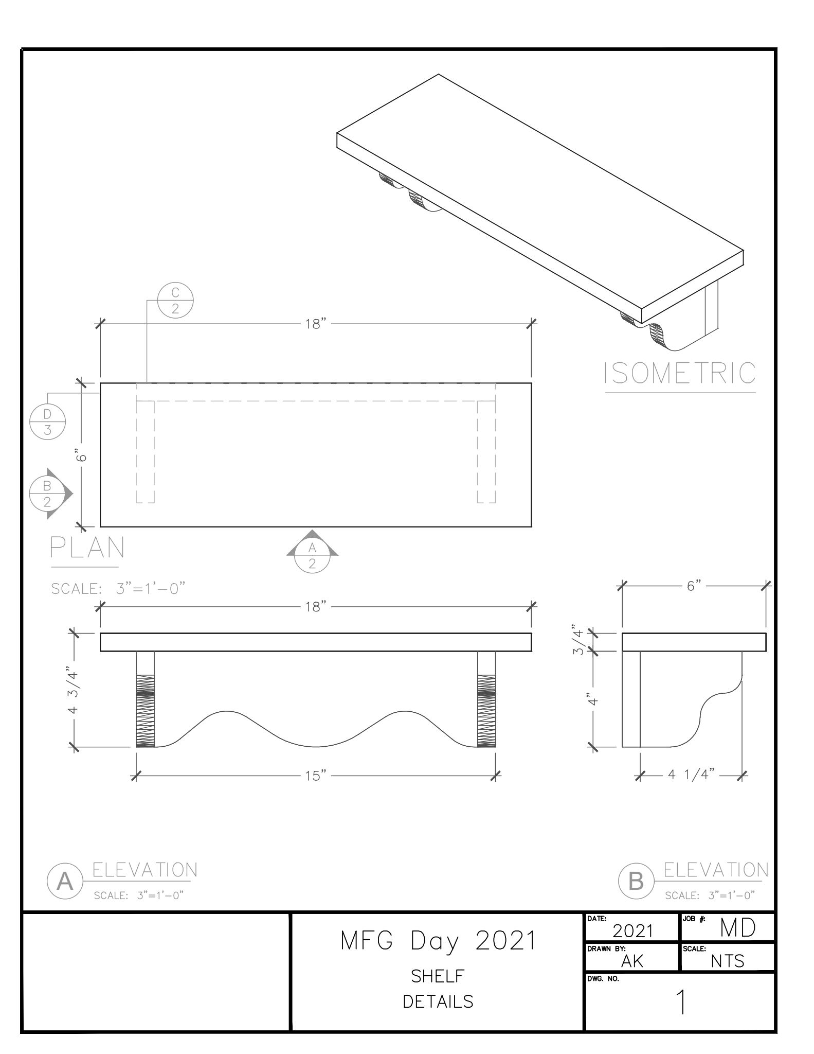 Students build shelf with these plans.