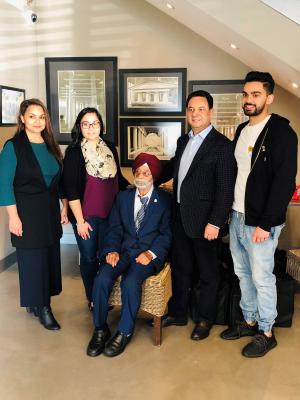 Three generations of the Bhogal family including company founder Sohan Bhogal (center) and from left, Harjinder, Amrita, Paul and Navjot Bhogal.