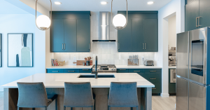 dark green cabinets