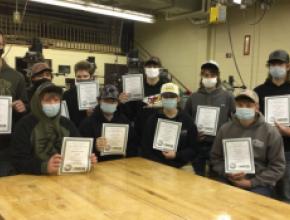 Seymour High School students with WCA Sawblade Certificates