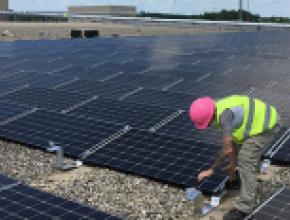 Solar panel installation at Ashley Furniture. The project earned the company an Environmental Stewardship award.