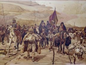 Migration of Serbs veneer painting