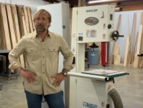 Matt Buell in shop with bandsaw