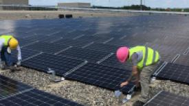 Solar panel installation at Ashley Furniture. The project earned the company an Environmental Stewardship award.