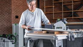 Festool track saw in use