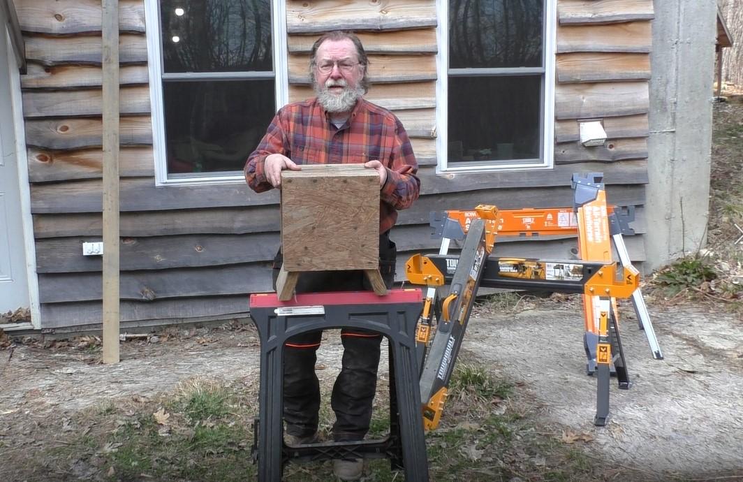 Will Sampson with sawhorses