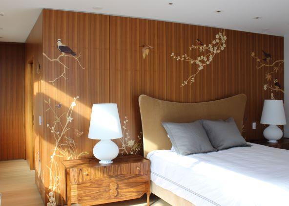 Bedroom wall marquetry by Greg Zall