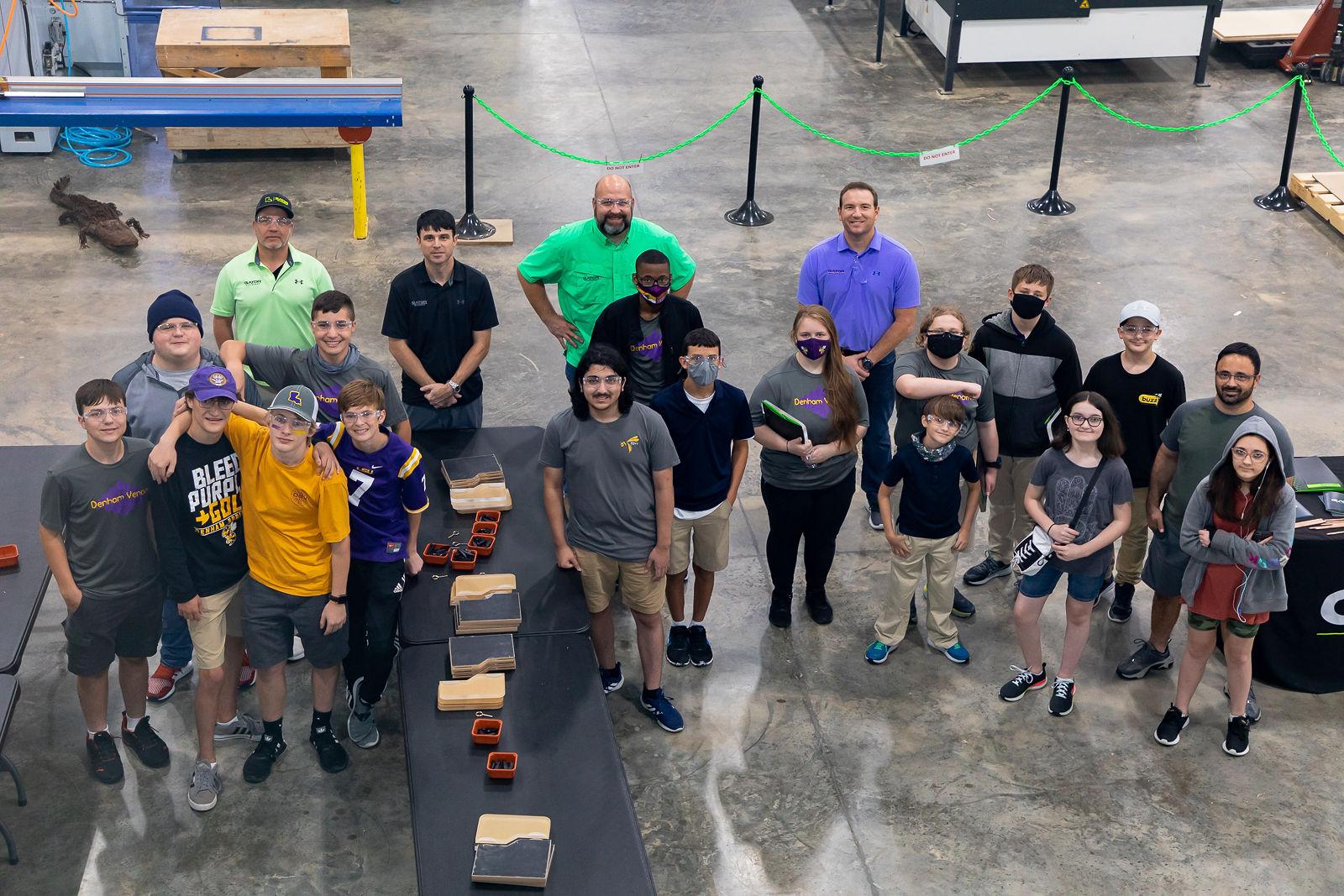 Crowd of students at Gator Millworks