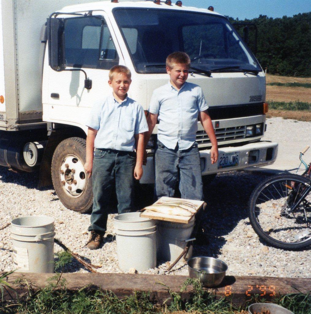 Ben and Nate Cohen as kids at Cohen Woodworking