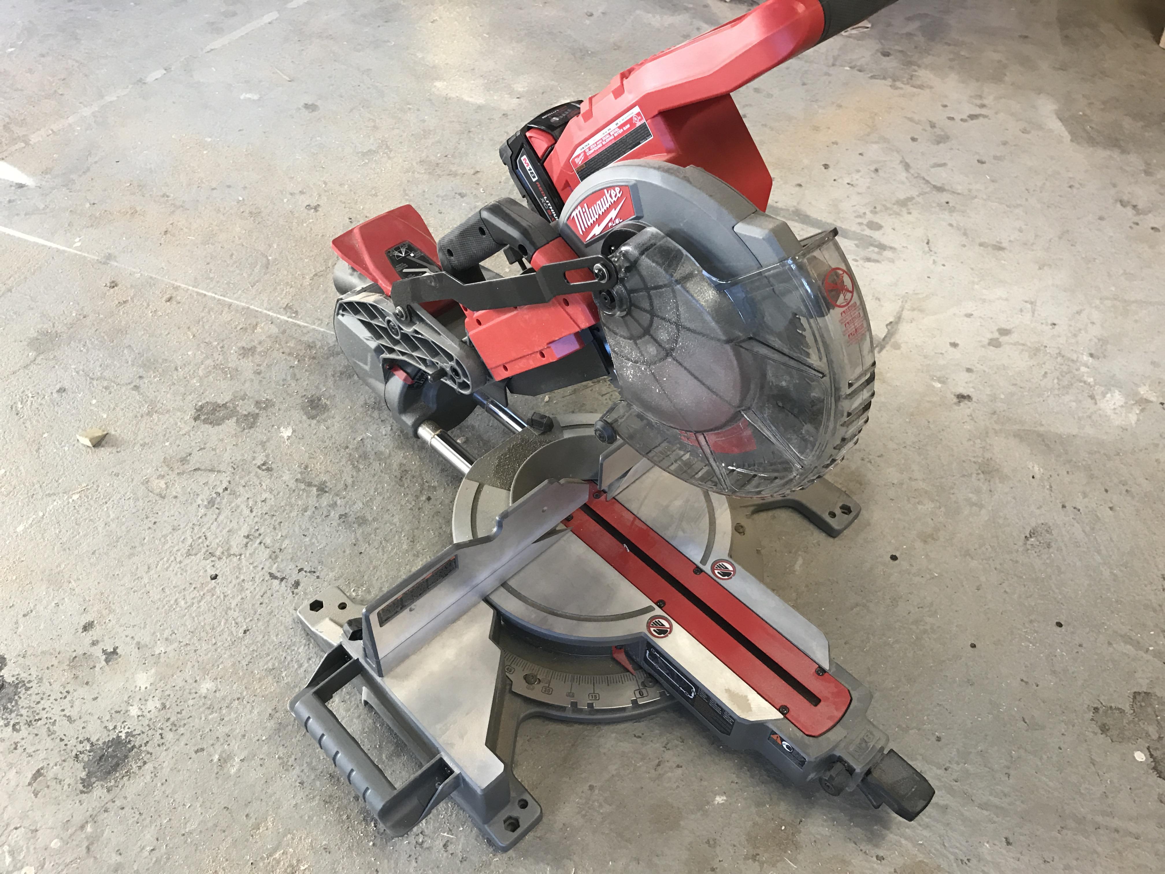 cordless miter saw - power, shadows 